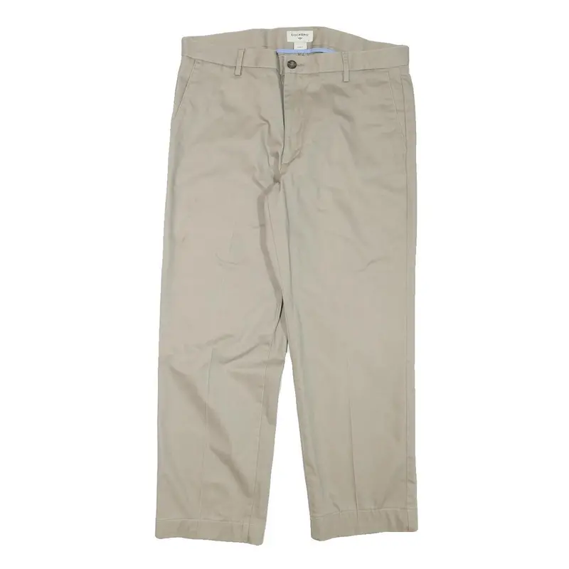 Dockers Mens Cotton Blend Beige Slim Straight Trousers W34 L28 Classic Zip 1