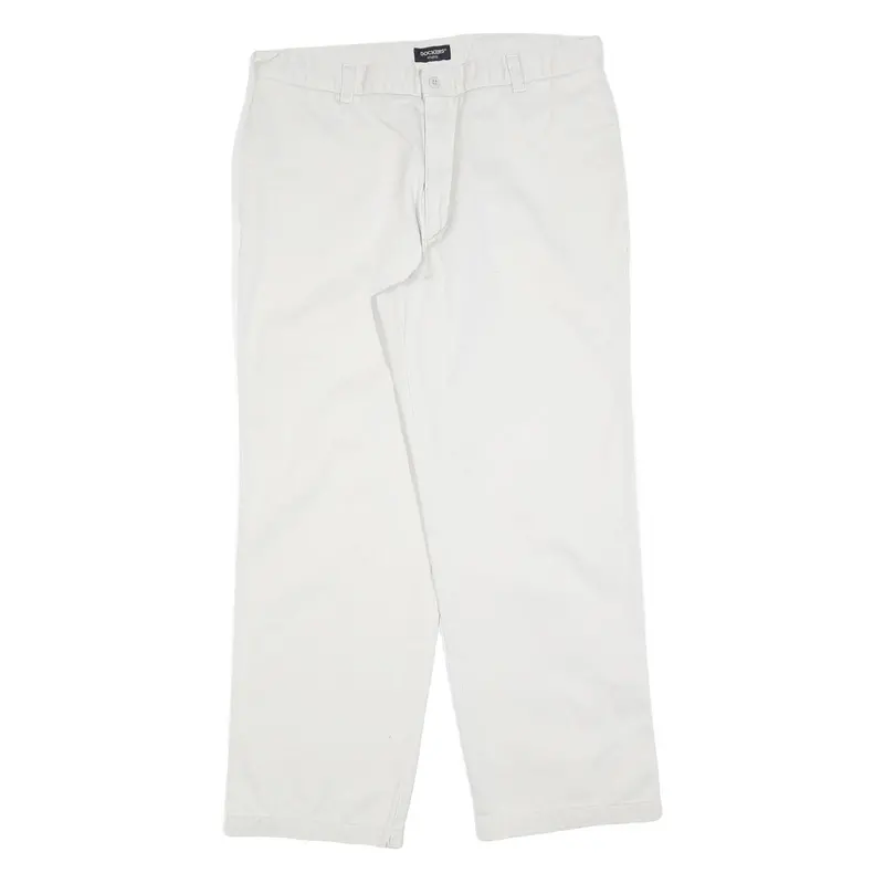 Dockers Mens Cotton Blend White Regular Straight Trousers W36 L30 Classic Zip 1