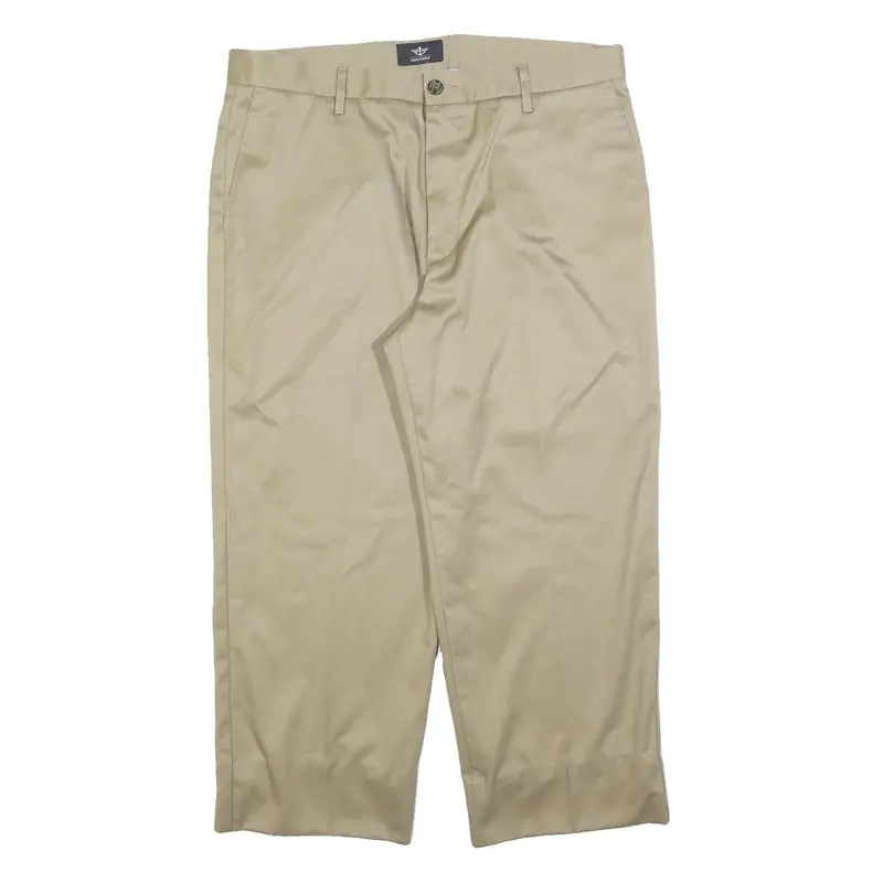 Dockers Mens Polyester Blend Beige Relaxed Straight Trousers W36 L25 Casual 1