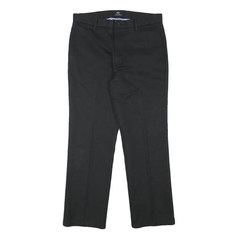Dockers Mens Regular Black Cotton Blend Trousers W31 L27 Zip Closure Classic Fit 1