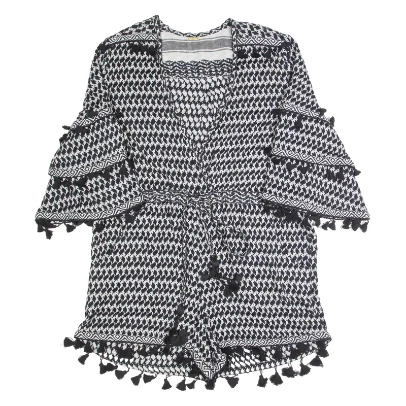 Dodo Baror Womens Playsuit Black Striped Wide-Leg L 1