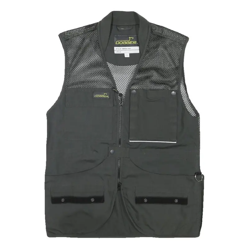 Dogger Mens Black Safari Vest Xs Polyester Blend Mesh Zip Outdoor Utility Jacket 1