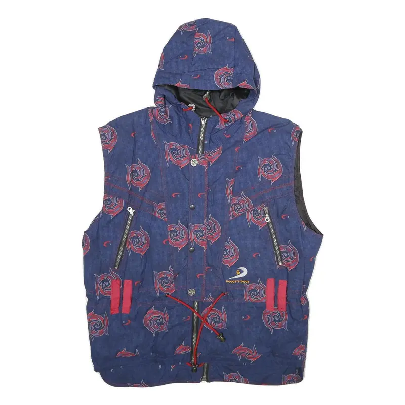 Doggy's Dogs Womens Blue Jacket Uk 16 Polyester Zip Hooded Swirl Print 1