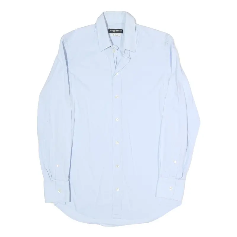 Dolce & Gabbana Mens Light Blue Plain Shirt S Cotton Blend Elegant Dress 1