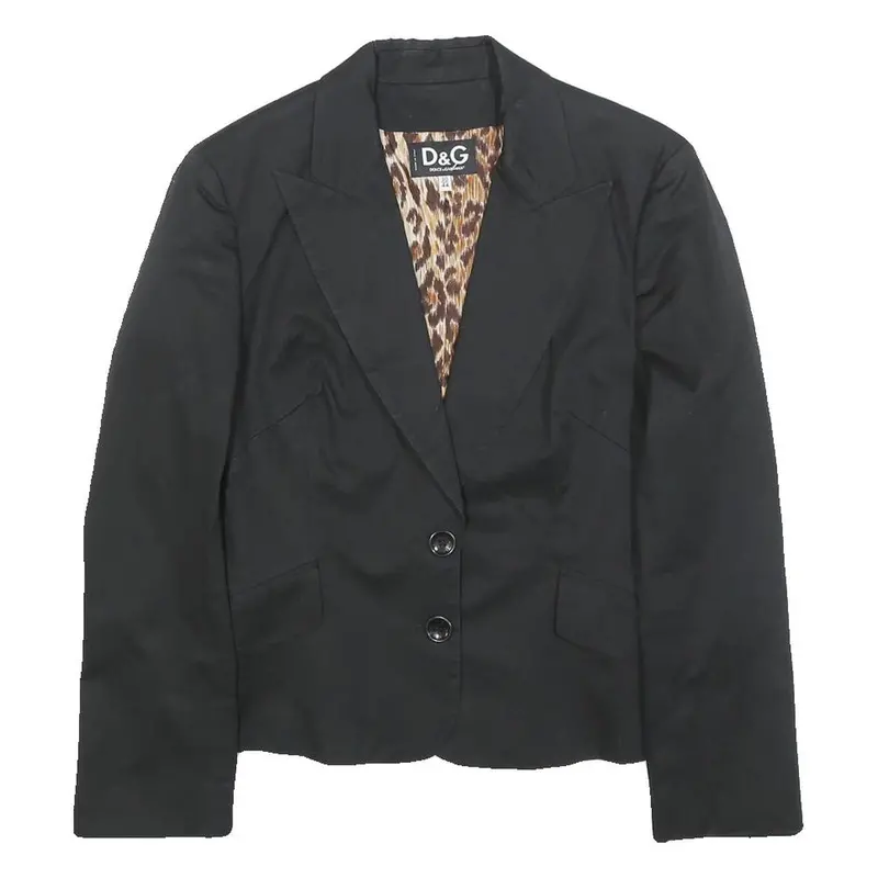 Dolce & Gabbana Womens Black Blazer Jacket S Cotton Blend Plain Button Detail 1