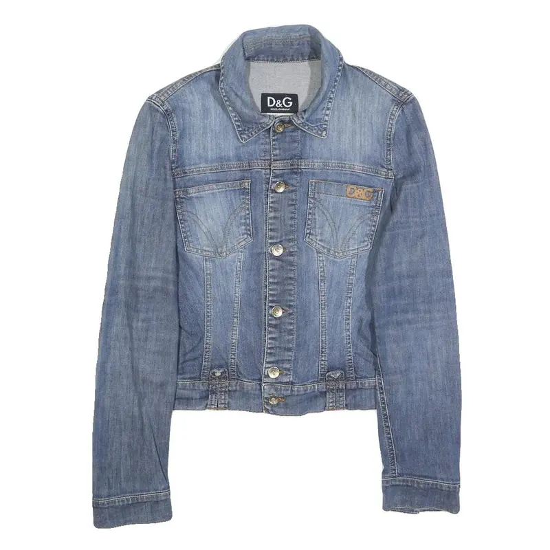 Dolce & Gabbana Womens Blue Denim Jacket S Cotton Blend Classic Button Closure 1