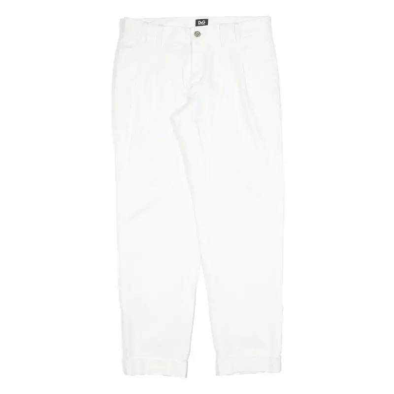 Dolce & Gabbana Womens Cotton Blend White Slim Trousers W30 L29 Stylish Zip 1