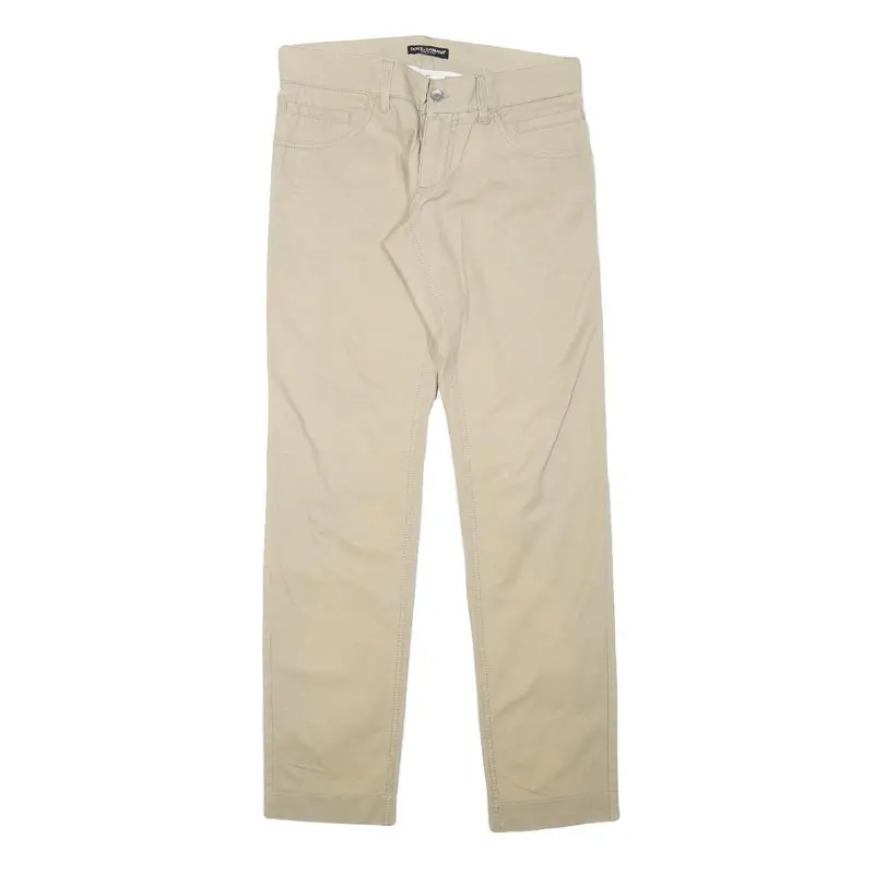 Dolce & Gabbana Womens Woven Cotton Blend Beige Regular Fit Straight Leg 1