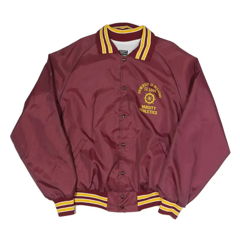 Don Allerton Mens Maroon Varsity Athletic Jacket L Polyester Blend Button 1