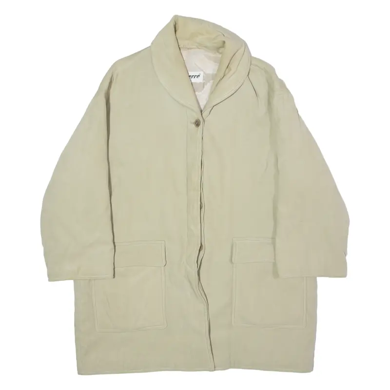 Donaire Womens Overcoat Coat Beige Velvet Viscose 90S Uk 14 1