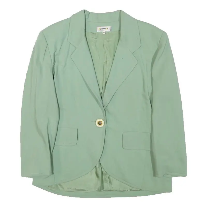 Donna Piu Womens Green Wool Button Jacket M Wool Classic Tailored Lapel Plain 1