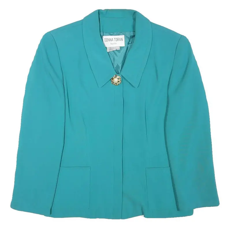 Donna Toran Womens Blue Button Jacket M Polyester Blend Classic Elegant Light 1