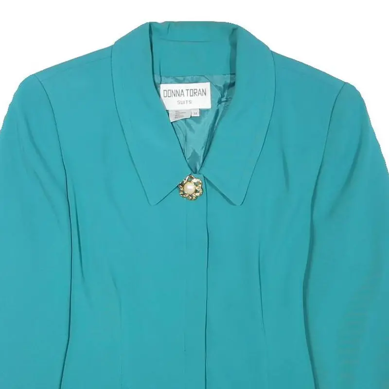 Donna Toran Womens Blue Button Jacket M Polyester Blend Classic Elegant Light 2