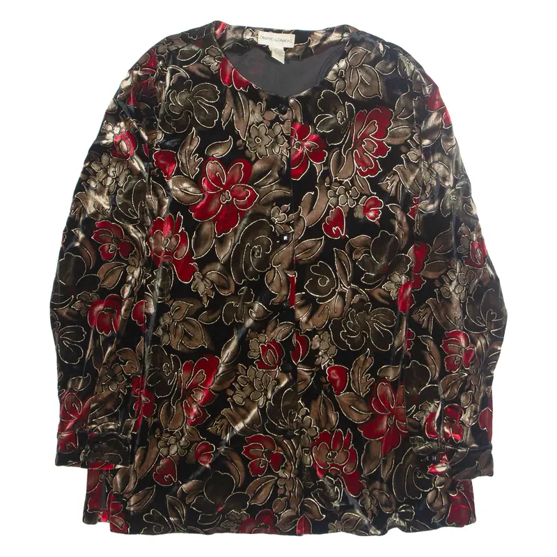 Drapers And Damons Womens Printed Blouse Gold Long Sleeve Floral Xl 1