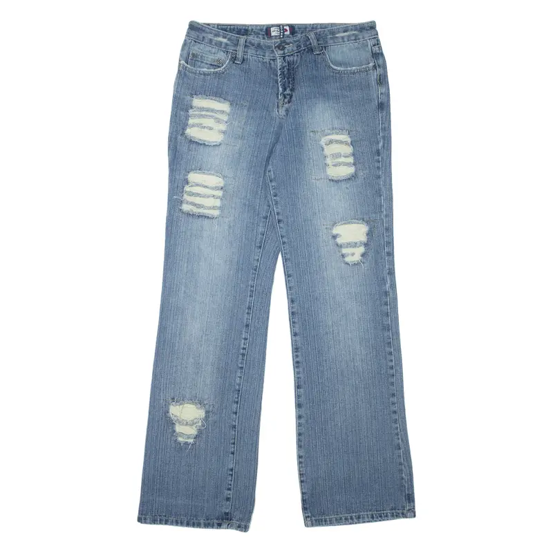 Driver Distressed Womens Jeans Blue Relaxed Bootcut Stone Wash W31 L32 1