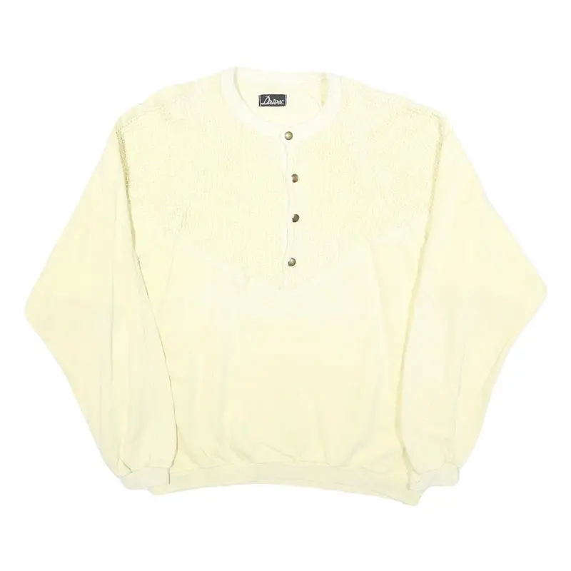 Driver Womens Cream Sweatshirt Crew Neck M Cotton Blend Pullover 1