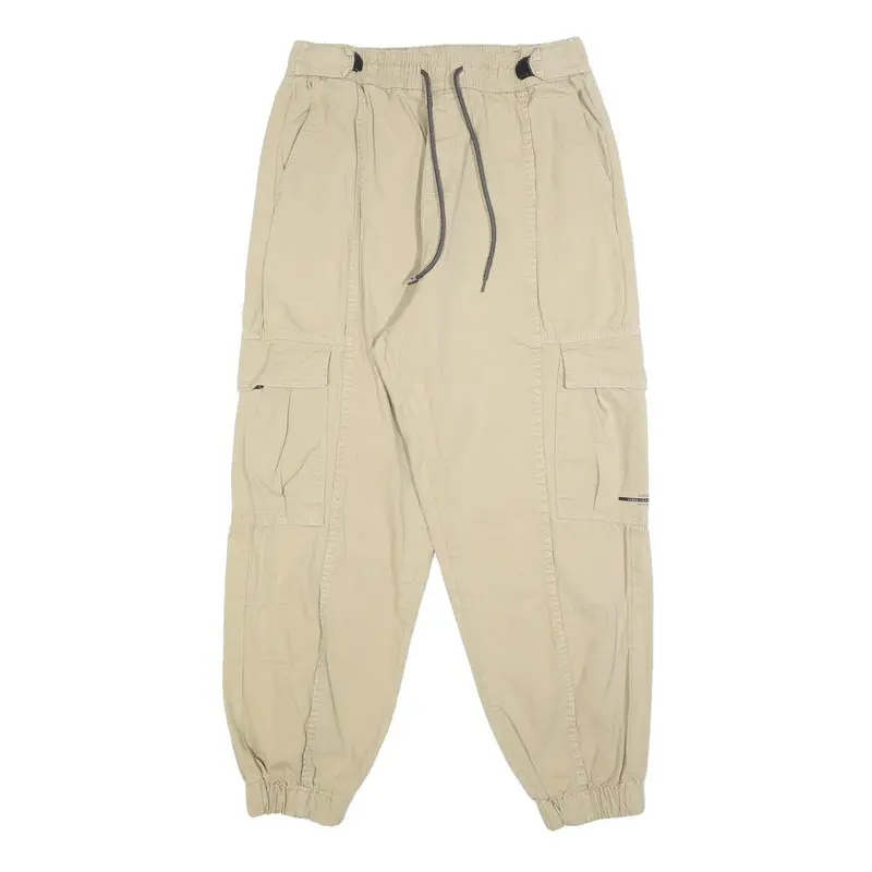 Drop Womens Beige Relaxed Drawstring Cargo Trousers W28 L27 Casual Cotton Blend 1