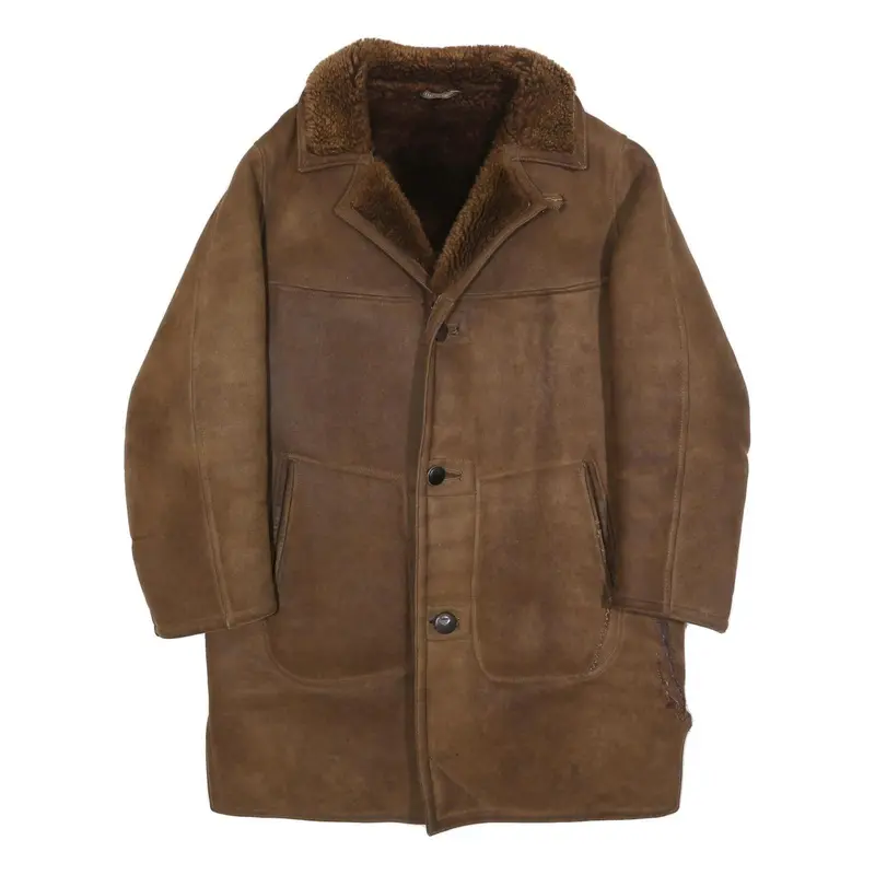 Dublanc Mens Brown Suede Button Jacket L Shearling Classic 1