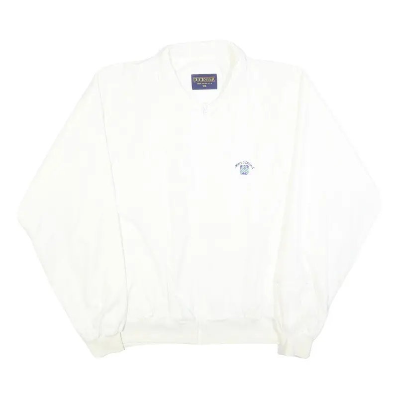 Duckster Mens White Polo Collar Zip Jacket 2Xl Polyester Plain Casual 1