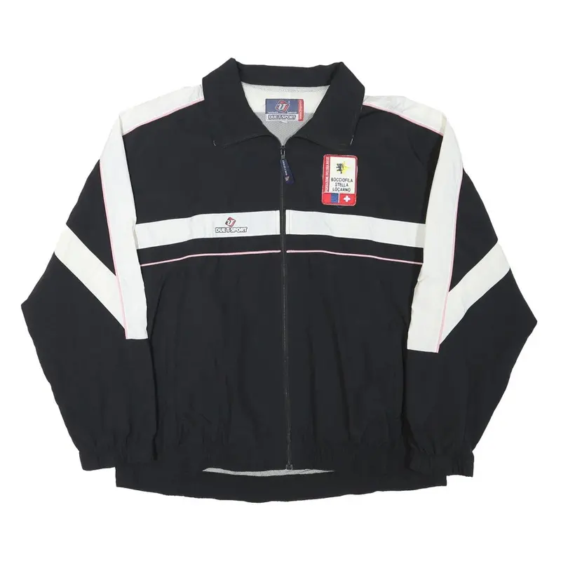 Duet Sport Mens Black & White Sports Track Jacket Xl Polyester Blend Zip 1