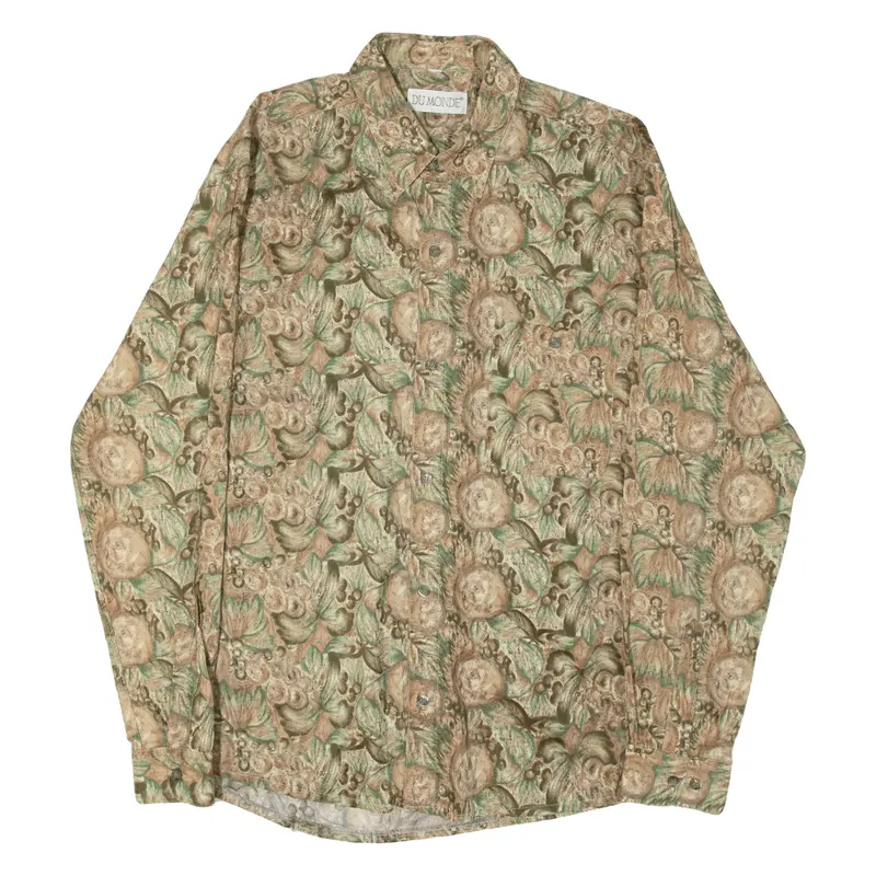 Dumonde Mens Shirt Green Crazy Pattern Long Sleeve M 1
