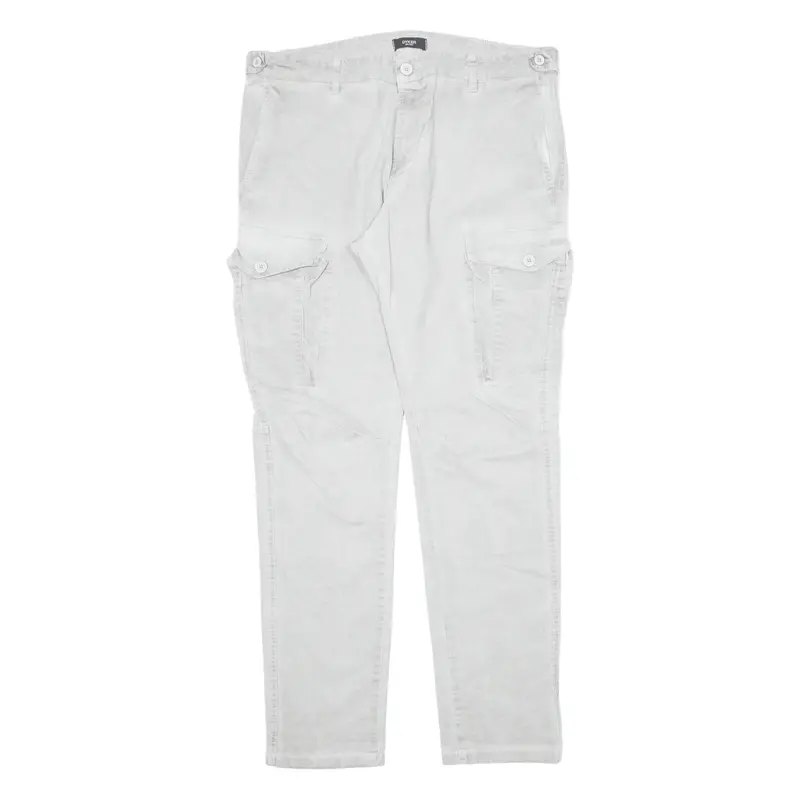 Dyker Cargo Mens Trousers Grey Slim Tapered W35 L30 1