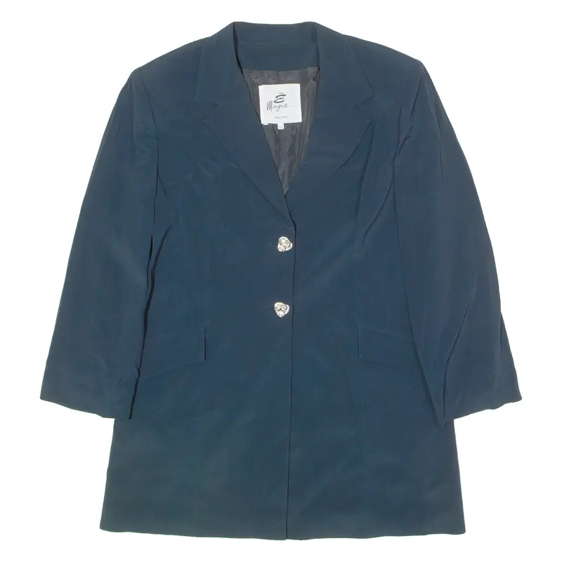 E Magia Womens Blazer Jacket Blue Viscose 90S Uk 24 1