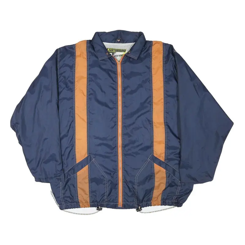 Earthbound Mens Navy & Orange Casual Zip Jacket Xl Polyester Blend Sporty 1