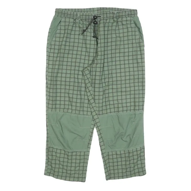 East Coast Mens Cotton Blend Green Check Relaxed Trousers W32 L24 Toggle Closure 1