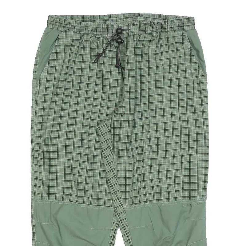 East Coast Mens Cotton Blend Green Check Relaxed Trousers W32 L24 Toggle Closure 2