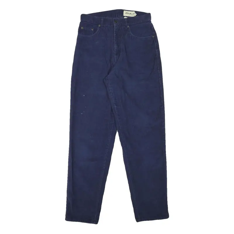 Eddie Bauer Womens Slim Navy Blue Cotton Blend Slim Tapered Trousers W27 L30 1