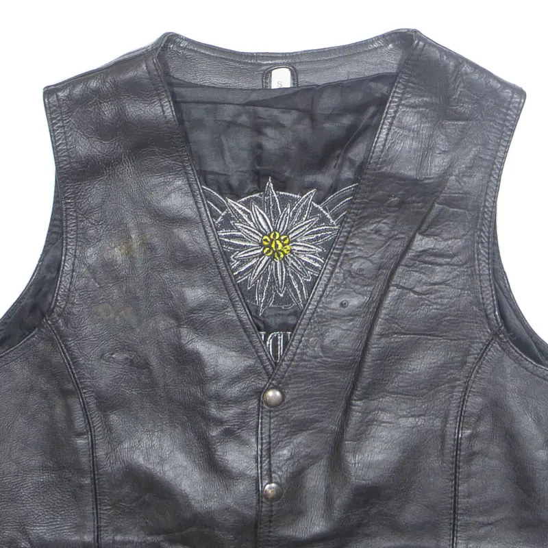 Edelweiss Riders& Friends Mens Biker Waistcoat Black Leather S 2