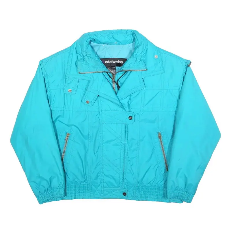 Edelweiss Womens Blue Jacket M Polyester Zip Plain Light Outerwear Casual 1