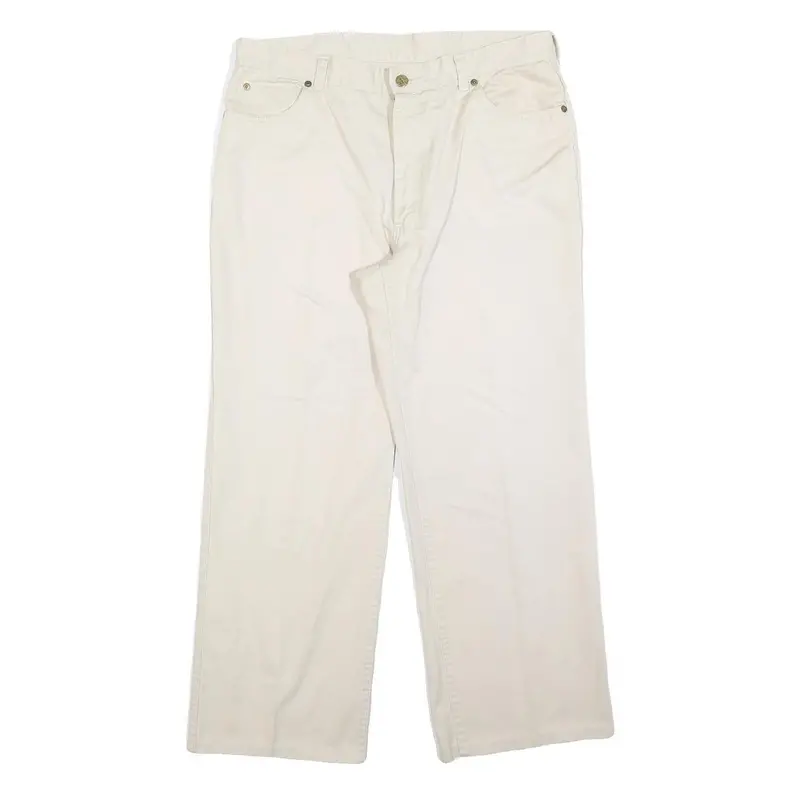 El Paso Womens Cotton Blend Cream Relaxed Straight Trousers W33 L27 Comfortable 1