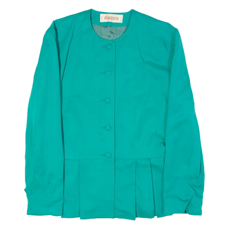 Electre Womens Blazer Jacket Green Wool 80S M 1
