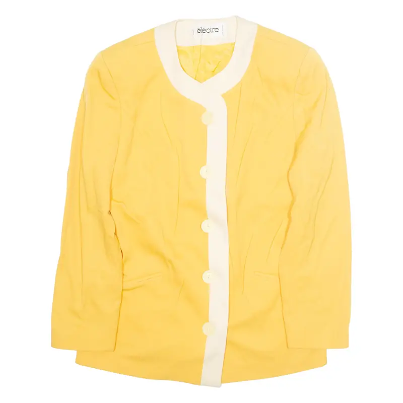 Electre Womens Blazer Jacket Yellow Wool L 1