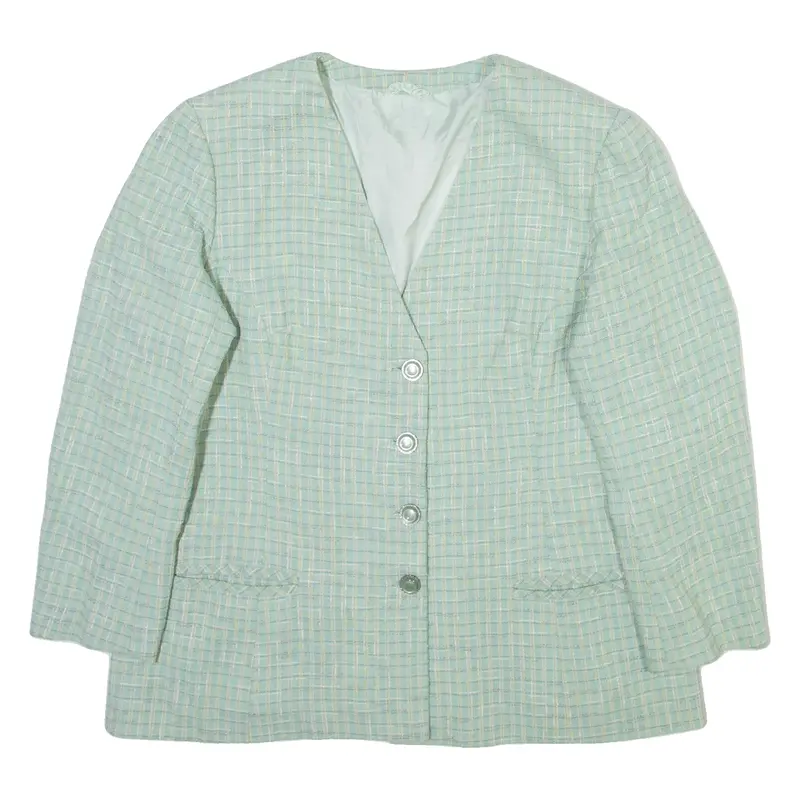 Elegance Womens Blazer Jacket Green 90S Check L 1