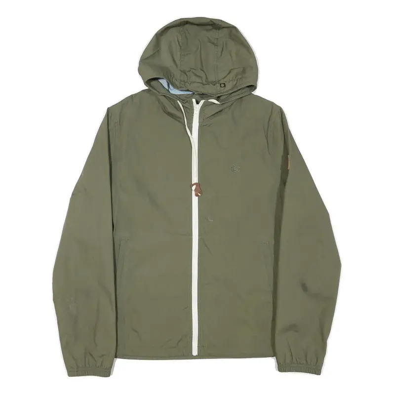 Element Mens Green Zip Up Hooded Jacket S Polyester Blend Plain Casual Outdoor 1