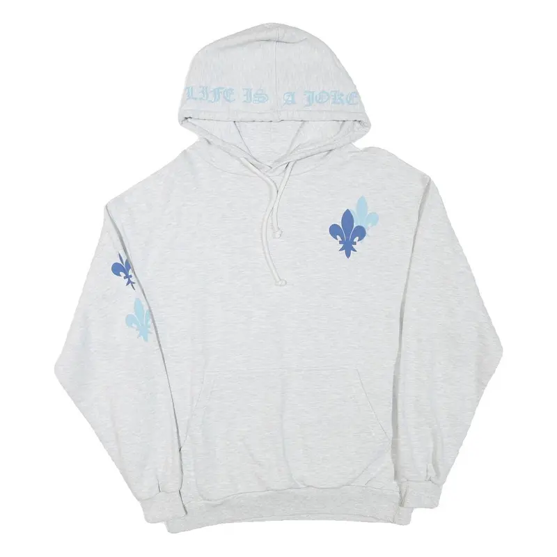 Elevenparis Mens Grey Hoodie S Cotton Blend Graphic Print Drawstring 1