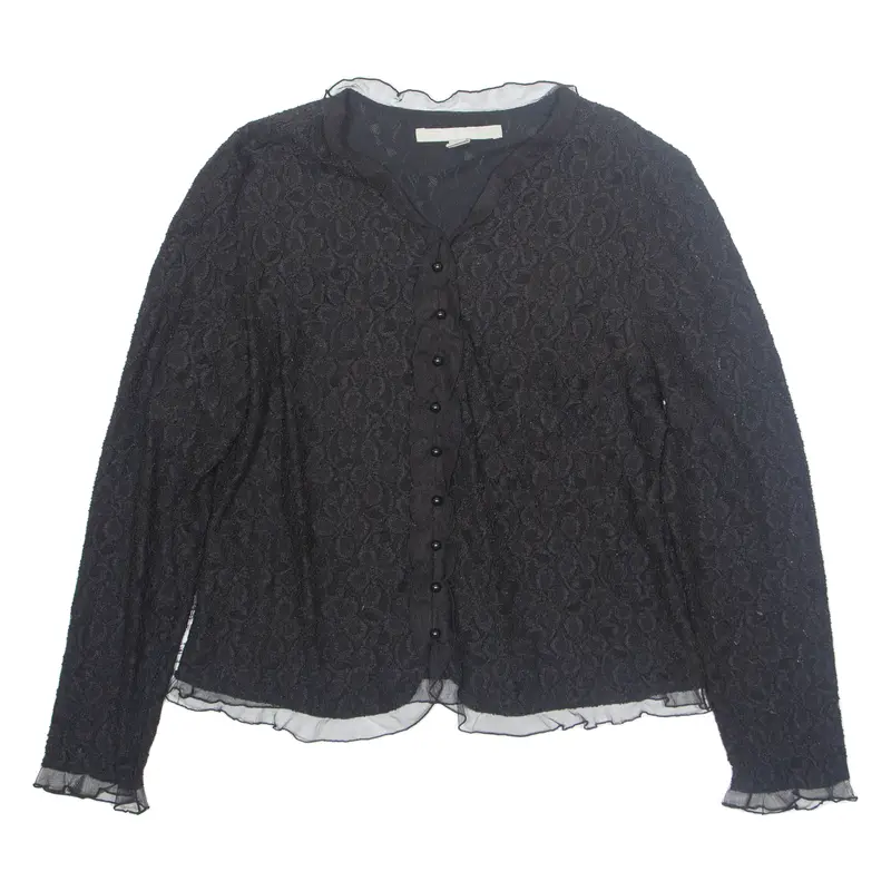 Ella Rose Womens Blouse Black V-Neck Long Sleeve Xl 1