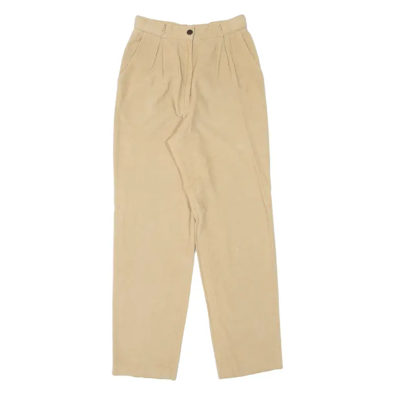 Elle Eve Pleated Womens Corduroy Trousers Beige Regular Mom 90S W24 L29 1