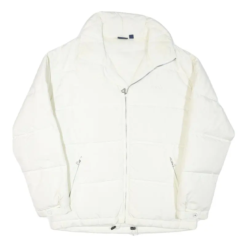 Elle Mens White Jacket S Polyester Blend Plain Zip Up Warm Casual Winter 1