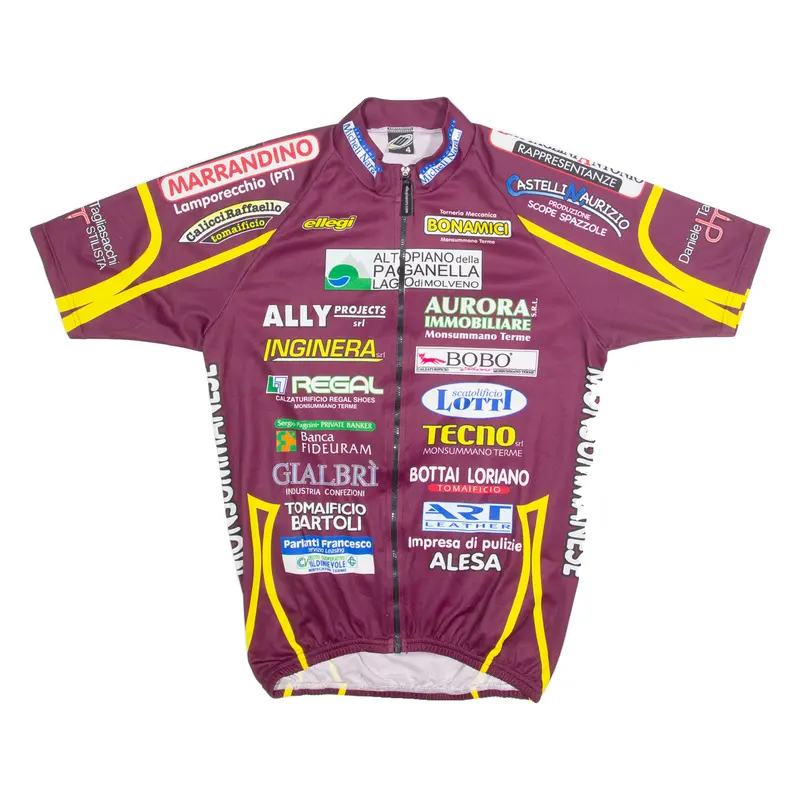 Ellegi Sport Cycling Zip Up Mens Jersey Maroon High Neck M 1