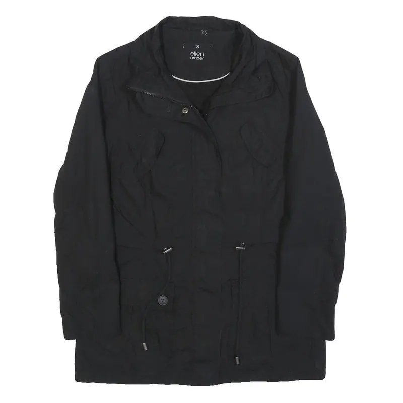 Ellen Amber Womens Black Jacket S Cotton Blend Zip Utility Casual Lightweight 1