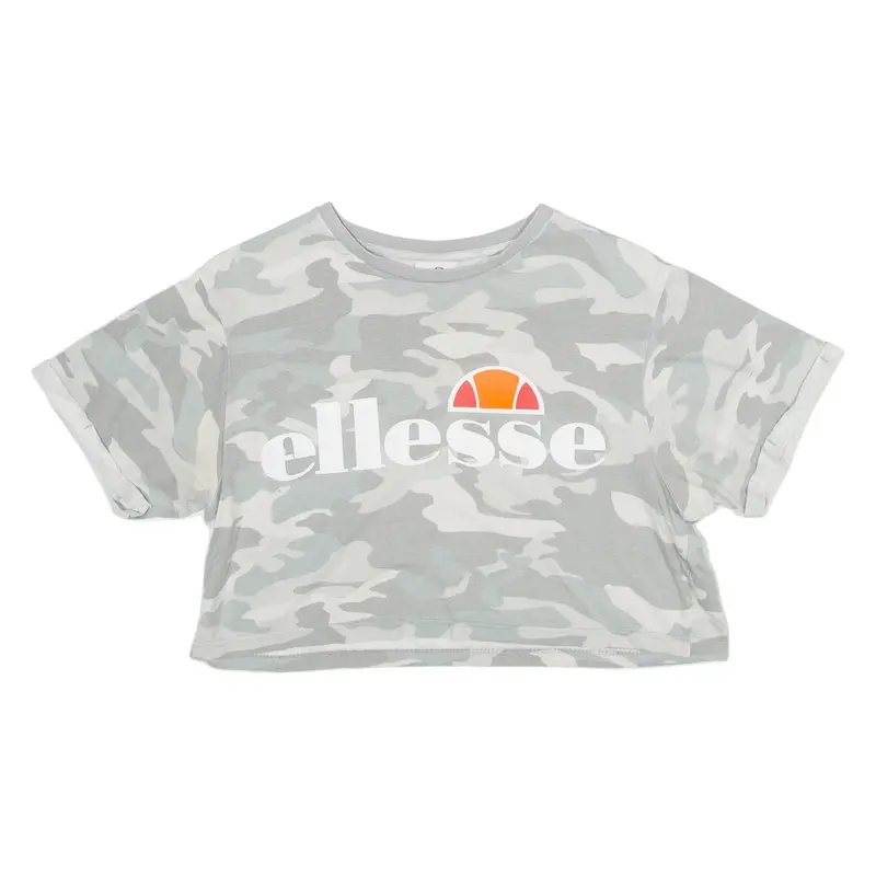 Ellesse Cropped Camouflage Print Womens T-Shirt Grey Xs 1