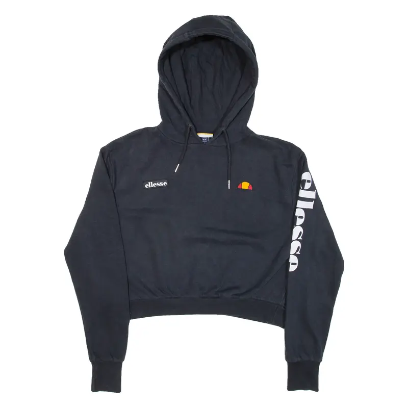 Ellesse Cropped Womens Black Hoodie Uk 8 1