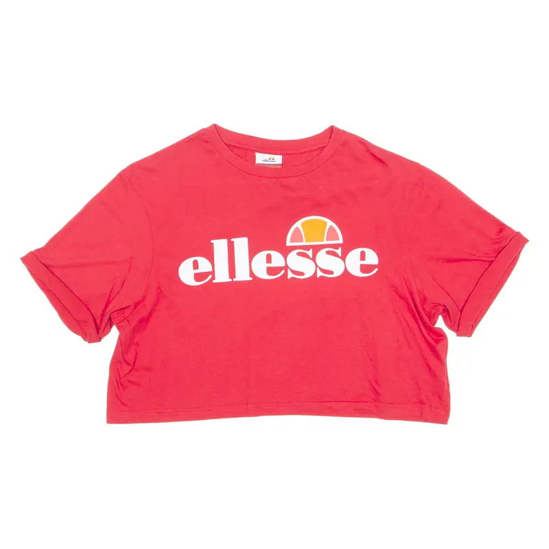 Ellesse Cropped Womens T-Shirt Red Crew Neck Uk 12 1
