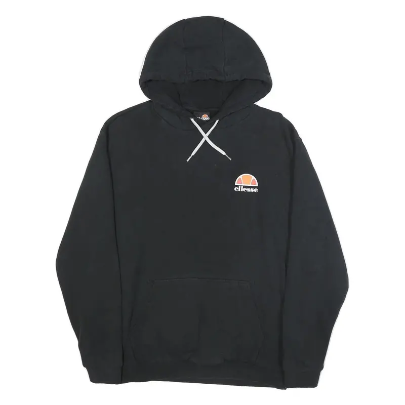 Ellesse Mens Black Hoodie M Cotton Blend Classic Logo Pullover 1