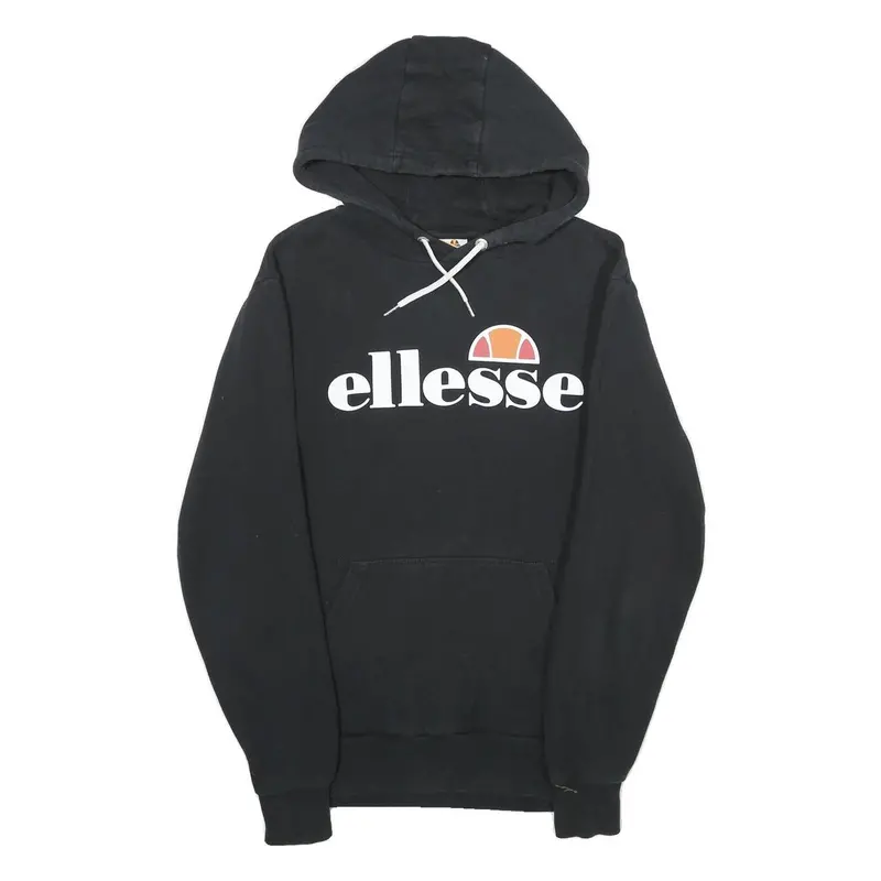 Ellesse Mens Black Hoodie S Cotton Blend Pullover Hooded Sweatshirt Logo 1