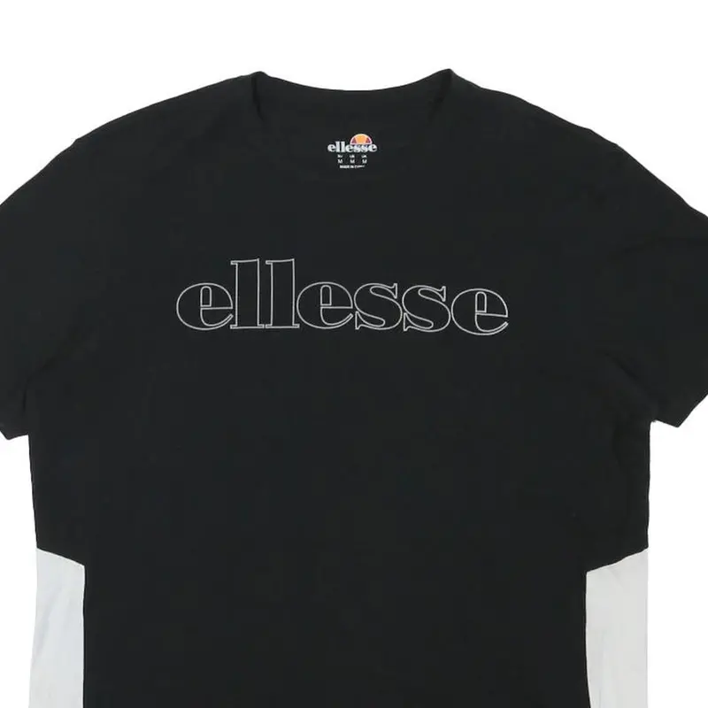 Ellesse Mens Black & White Logo Graphic T-Shirt M Short Sleeve Crew Neck 2